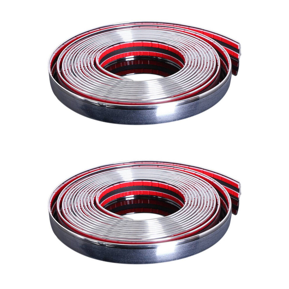 2X 20Mm 5M Chrome Moulding Strip Trim Self Adhesive Crash Protector Van 4762103363852