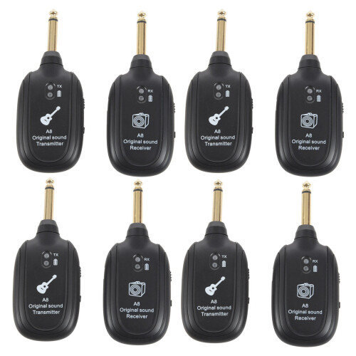 4X UHF Guitar Wireless System Transmitter Receiver Built-in Rechargeable