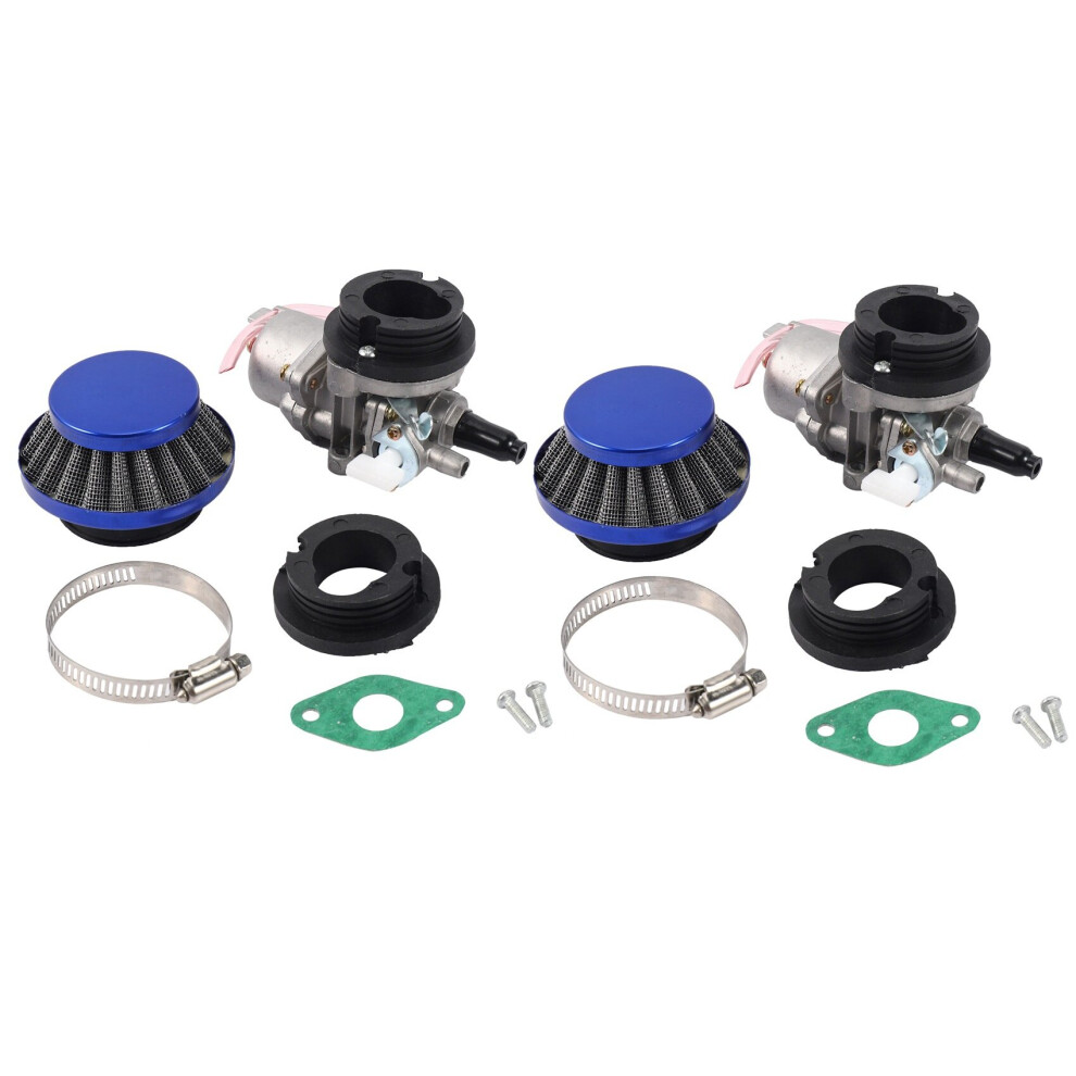2X Carburetor Carby + Air Filter + Stack For 2 Stroke 47Cc 49Cc Engine Kids Atv Dirt Bike Minimoto Blue 4762103398793
