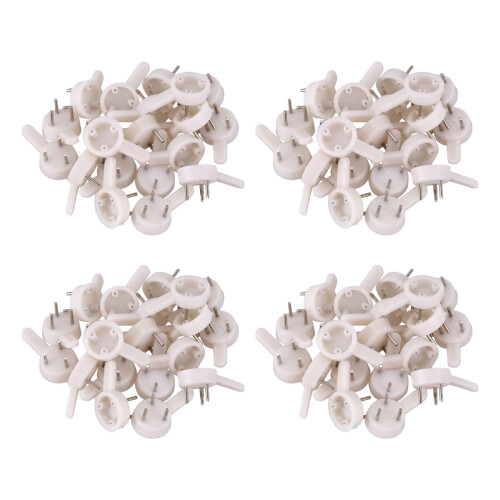 80 Pcs Plastic Heavy Wall Picture Frame Hooks Hangers 3-Pin Small White