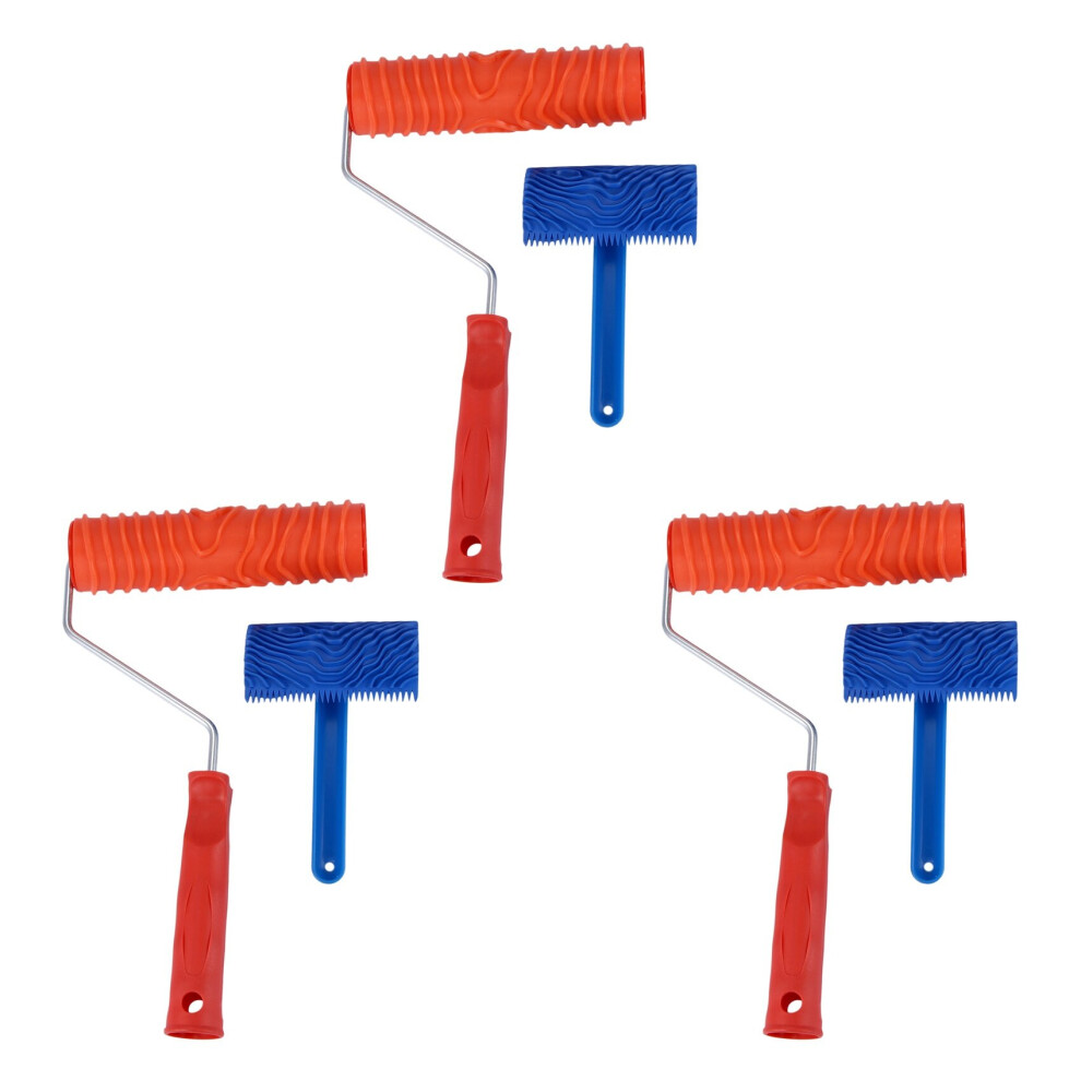 6X Imitation Wood Pattern Tool Set Eg300t 7 Inch Rubber Roller + Ms16 Imitation Realistic Wood Grain Tool 4762103309393