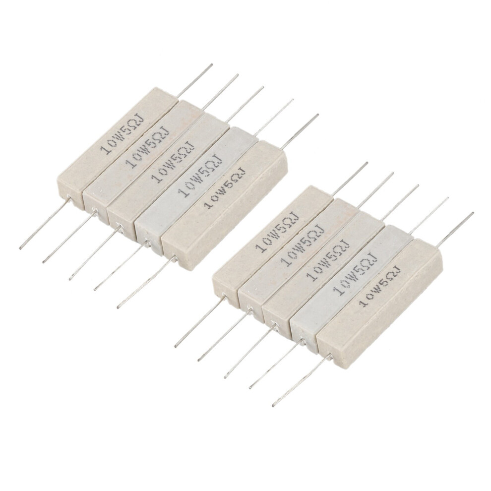 10Pcs Wirewound Ceramic Cement Resistor 5 Ohm 10W Watt 5% 4762103336610