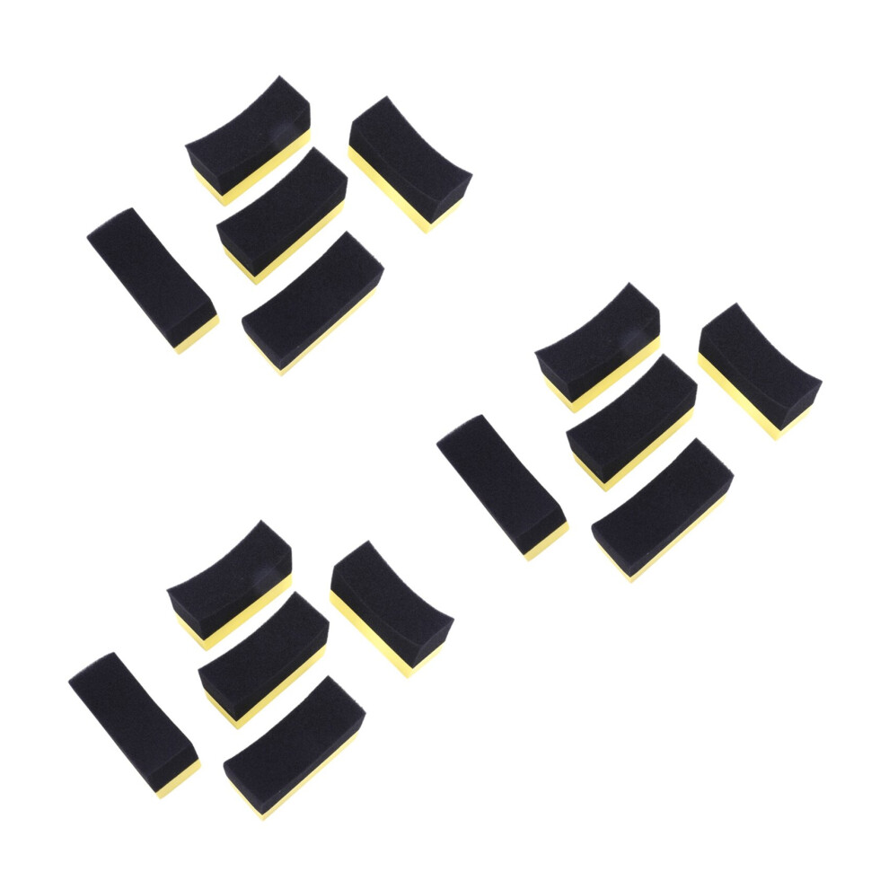 15X Professional Automotive Car Wheel Washer Tyre Tire Dressing Applicator Curved Foam Sponge Pad + Black/Yellow 4762103364750