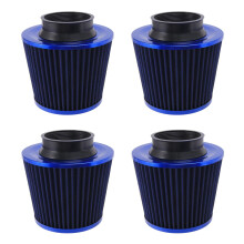 4X Universal Car Air Filter Vehicle Induction Kit Mesh Blue Finish Sport