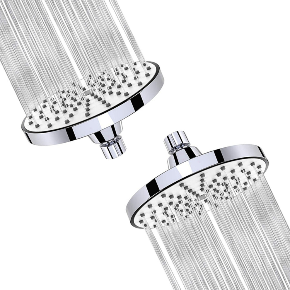 2X Shower Head 6 Inch Anti-Leak Anti-Clog Fixed Rain Showerhead Rainfall Spray Relaxation And Spa(Silver) 4762365750018