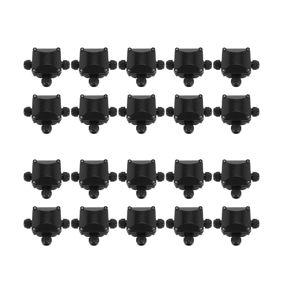 3-Way Junction Box, Ip 68 Waterproof Connectors For Outdoor Lighting External Junction Box Pack Of 20 Black 4762103387193