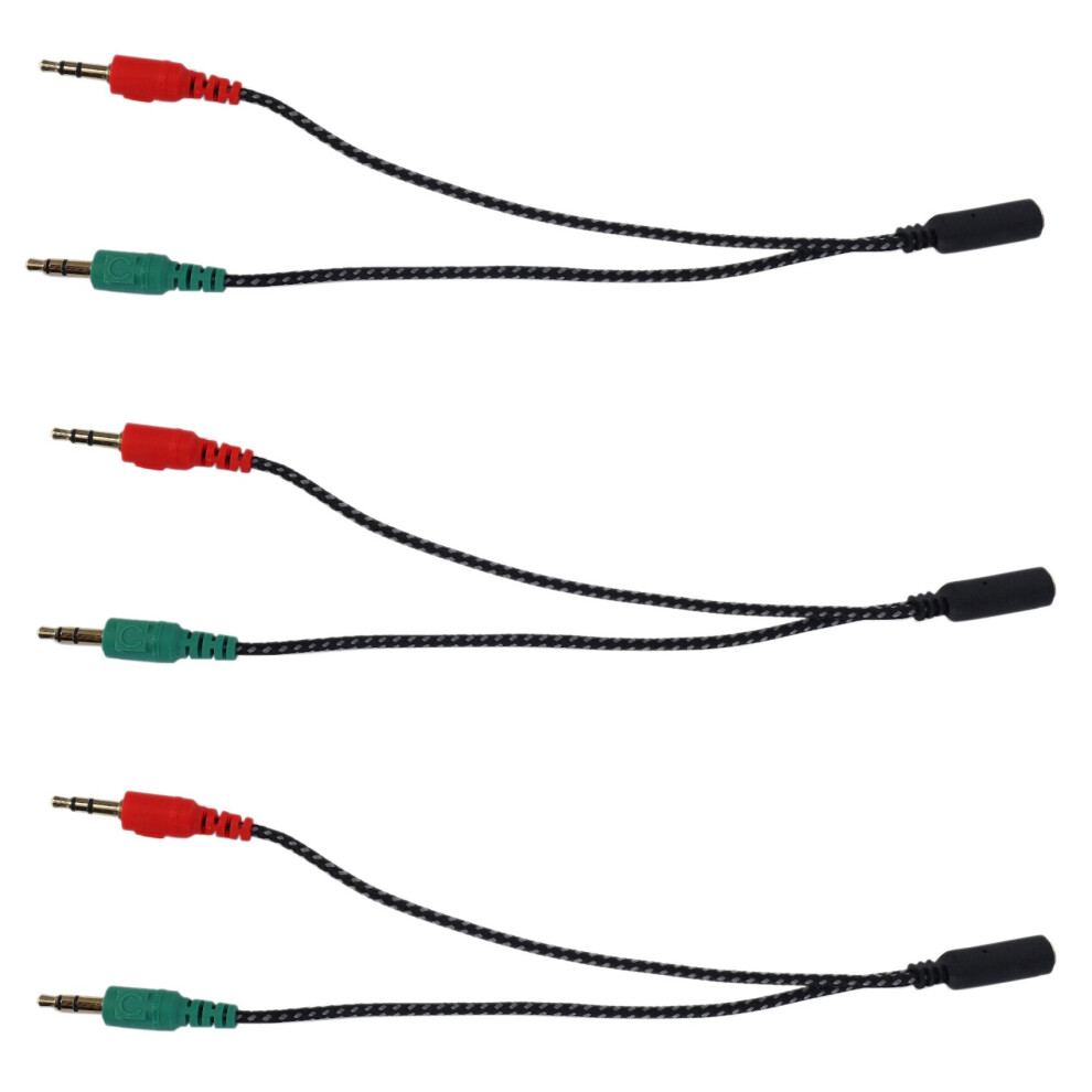 3X Headphone Splitter for Computer, Earphone Adapter for PC Audio & Mic, 3.5mm Female to Dual 3.5mm Male-image-OPC-PBRJN7R-NEW