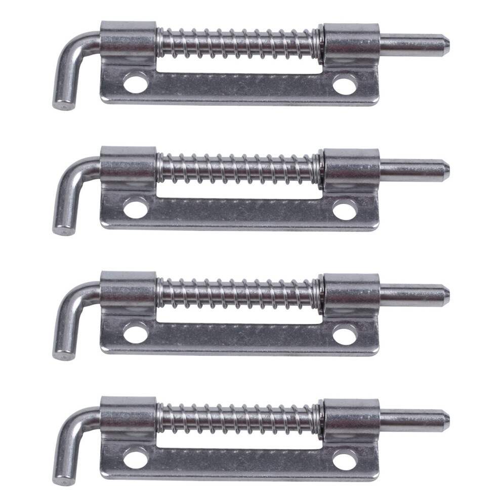4X Hardware Spring Loaded Metal Security Barrel Bolt Latch 3.5 Inch Long Silver Tone 4762103333510