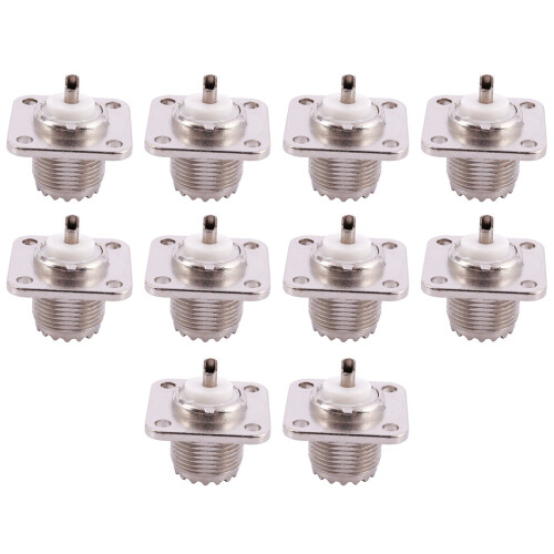 10X UHF Female SO239 Panel Chassis Mount Flange Deck Mount Solder Cup RF Connector