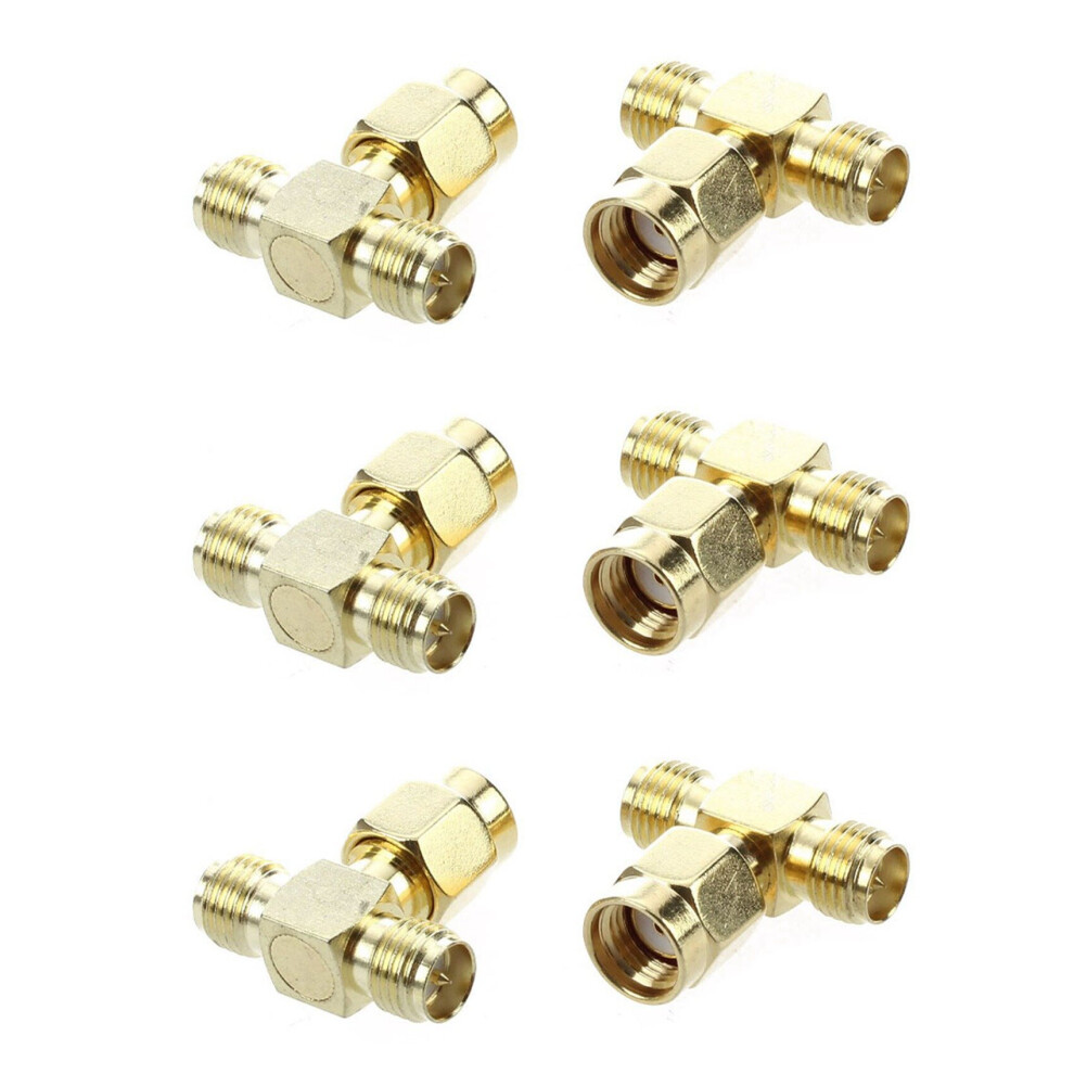 Photos - Cable (video, audio, USB) 6 Pcs RP SMA Male to Two RP SMA Female Triple T RF Adapter Connector 3 Way Splitter