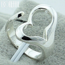 925 Sterling Silver Heart-Shaped Open Ring For Women Wedding Engagement Party Jewelry