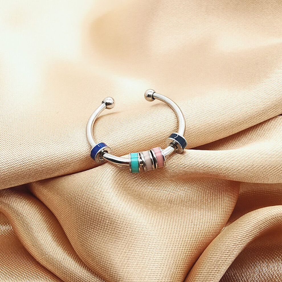 Anxiety Lie Ring Colorful Enamel Unisex Adjustable Ring With Bead Worry Stress Relief Jewelry Stacking Rings-image-OPC-PBRJY9Z-NEW
