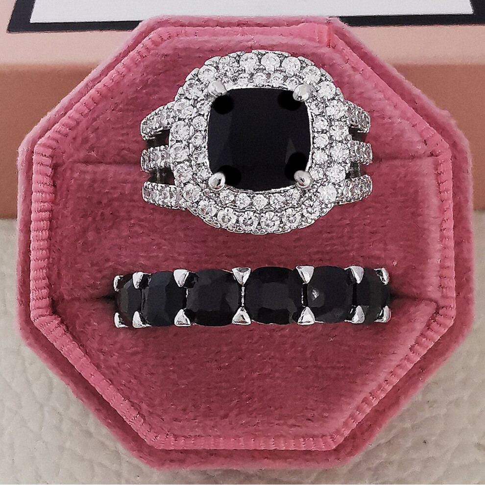 Green Pink Silver Oval Princess Cut Wedding Ring Set for Women Engagement Band Eternity Jewelry Whole R4975-image-OPC-PBRJZDF-NEW