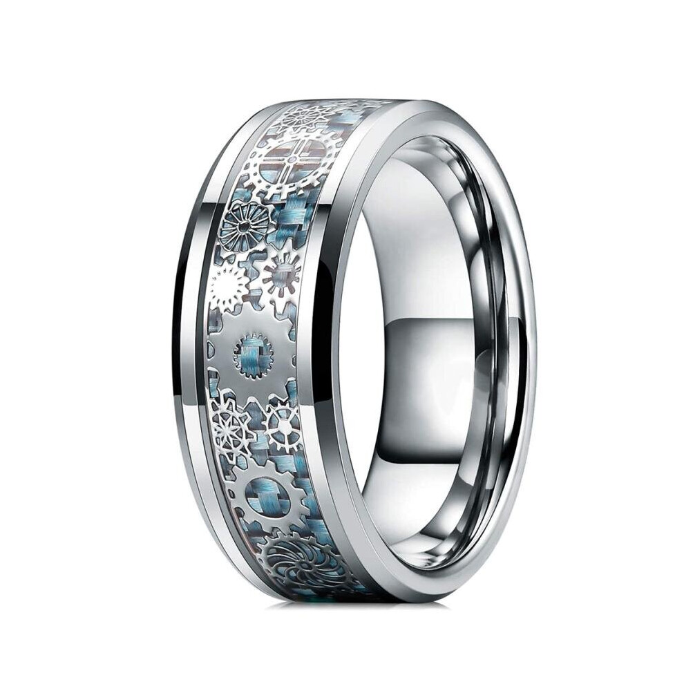 Classic 8mm Red Tungsten Wedding Band Tungsten Carbide Ring For Men Women Retro Dragon Inlay Carbon Fiber Gear Rings-image-OPC-PBRJZRD-NEW