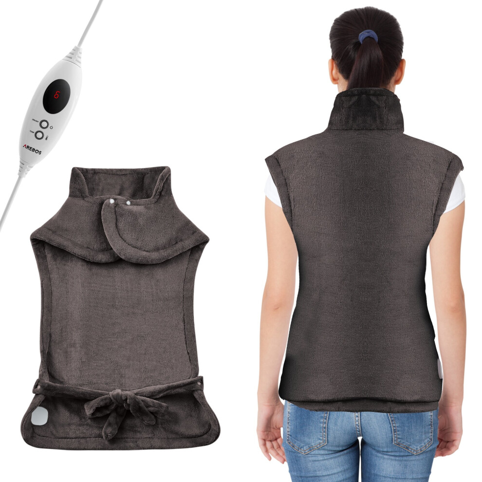 Arebos Heated Jacket | Heated Vest |heating pad for back, shoulder, neck with automatic switch-off & overheating protection | anthracite