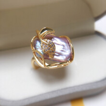 Baroque Pearl Ring 100% Real Natural Freshwater Pearl 18K Plating Women Jewelry Individual Ring