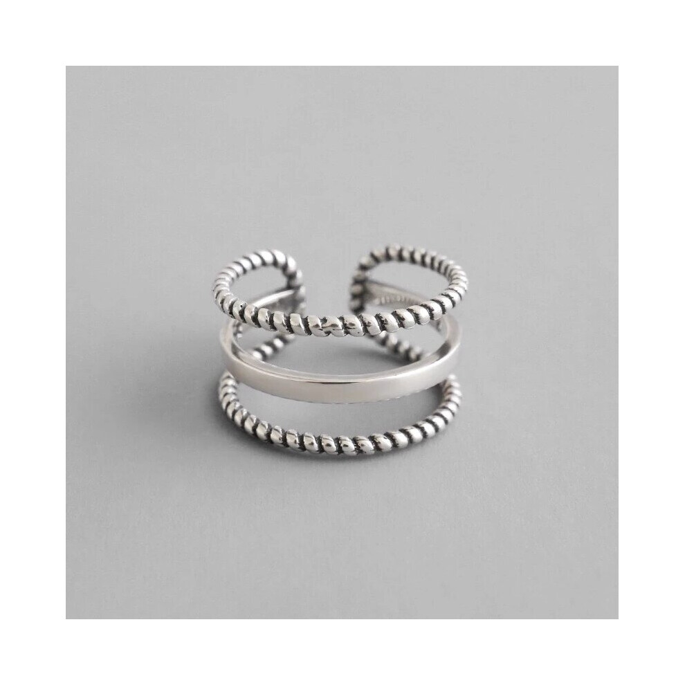 Silver Vintage Smile Cry Face Heart Geometric Irregular Finger Open Rings For Party Birthday Gift-image-OPC-PBRK22P-NEW