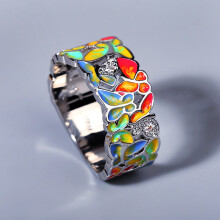 Ring for Women Sparkling Created Pink Sapphire Butterfly Fine Jewelry