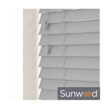 Fine Grain Faux Wood Venetian Blinds with Strings50cm Dove Grey Faux Wood Venetian