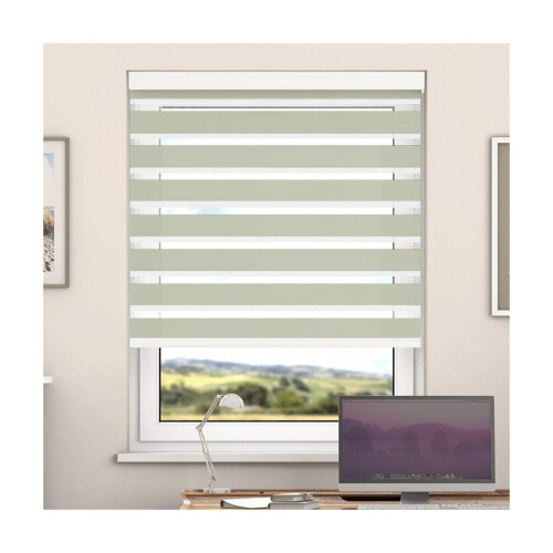 Day And Night Zebra Roller Blind with Cassette(Vanilla,  140cm x 220cm)