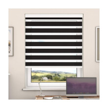 Day And Night Zebra Roller Blind with Cassette(Pirate Black, 100cm x 220cm)
