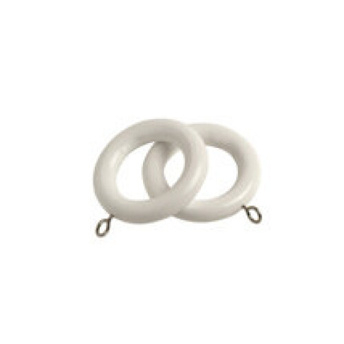 Wooden Curtain Pole Ring Hooks with Eyes8 White Rings