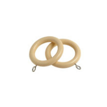 Wooden Curtain Pole Ring Hooks with Eyes8 Cream Rings