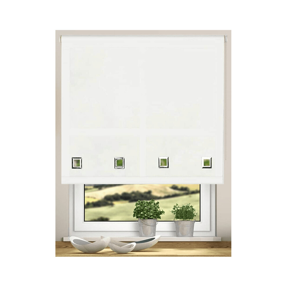 Easy Fit Trimmable Square Eyelet Roller Blinds(Natural, 60cm (23.62"))