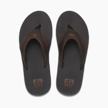 Reef Mens Water Friendly Sandals With Bottle Opener And Airbag  ~ Leather Fanning Dark Brown