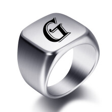 Engraved Name Rings Stainless Steel Personalize Words Initials Letters Signet Ring For Men Women Wedding