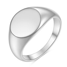 Women Signet Ring Polished Seal Chunky Oval Width Ring Stainless Steel Punk Jewelry Accessories