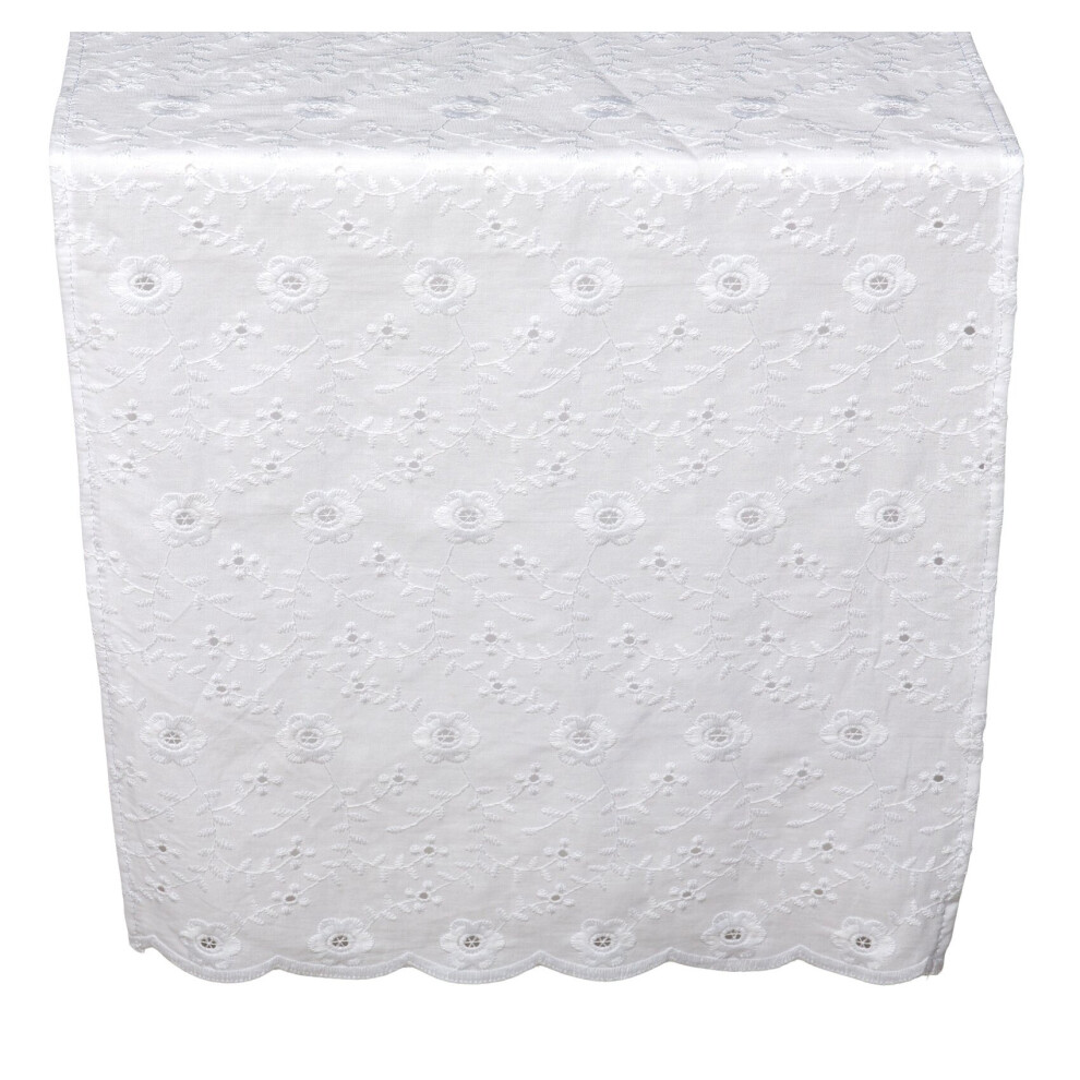 (Trailing Floral) Embroidered Cotton Voile Floral Table Runner 14" x 53"-image-OPC-PBRKFBG-NEW