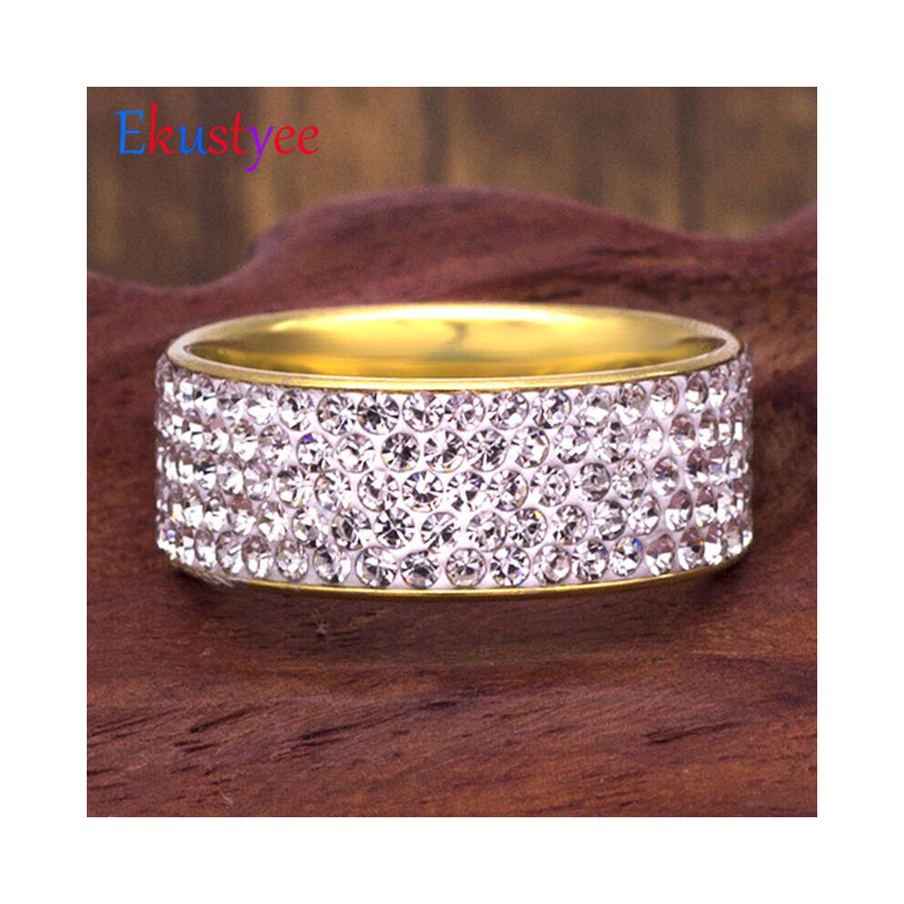 Stainless Steel 5 Rows Crystal Rings for Women 8mm Wedding bands Jewelry-image-OPC-PBRKFFR-NEW