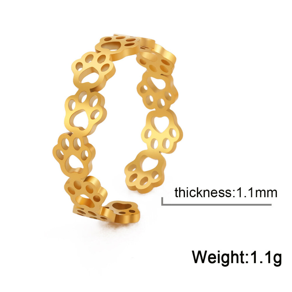 Cazador Lovely Animal Paw Rings Bear Dog Cat Footprint Open Finger Rings for Women Stainless Steel Jewelry Birthday Gift-image-OPC-PBRKGZJ-NEW