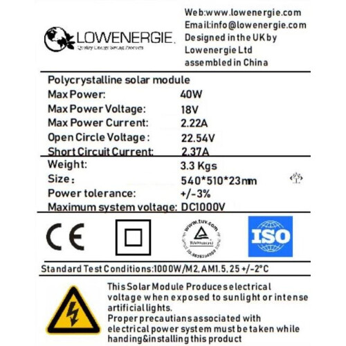 Lowenergie Poly 40W Solar Panel Kit 2 1