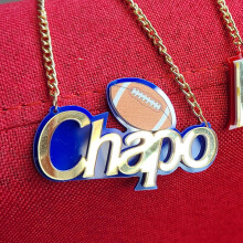 BeHoney Cartoon Name Basketball Baseball Football Character Pet Pendant Necklace for Kids Children
