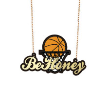 BeHoney Cartoon Name Basketball Baseball Football Character Pet Pendant Necklace for Kids Children