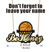 BeHoney Cartoon Name Basketball Baseball Football Character Pet Pendant Necklace for Kids Children