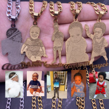 Plated Cartoon Name Pendent Necklace For Kids Personal Photo Picture Portrait Nameplate Pendent For Family Gift