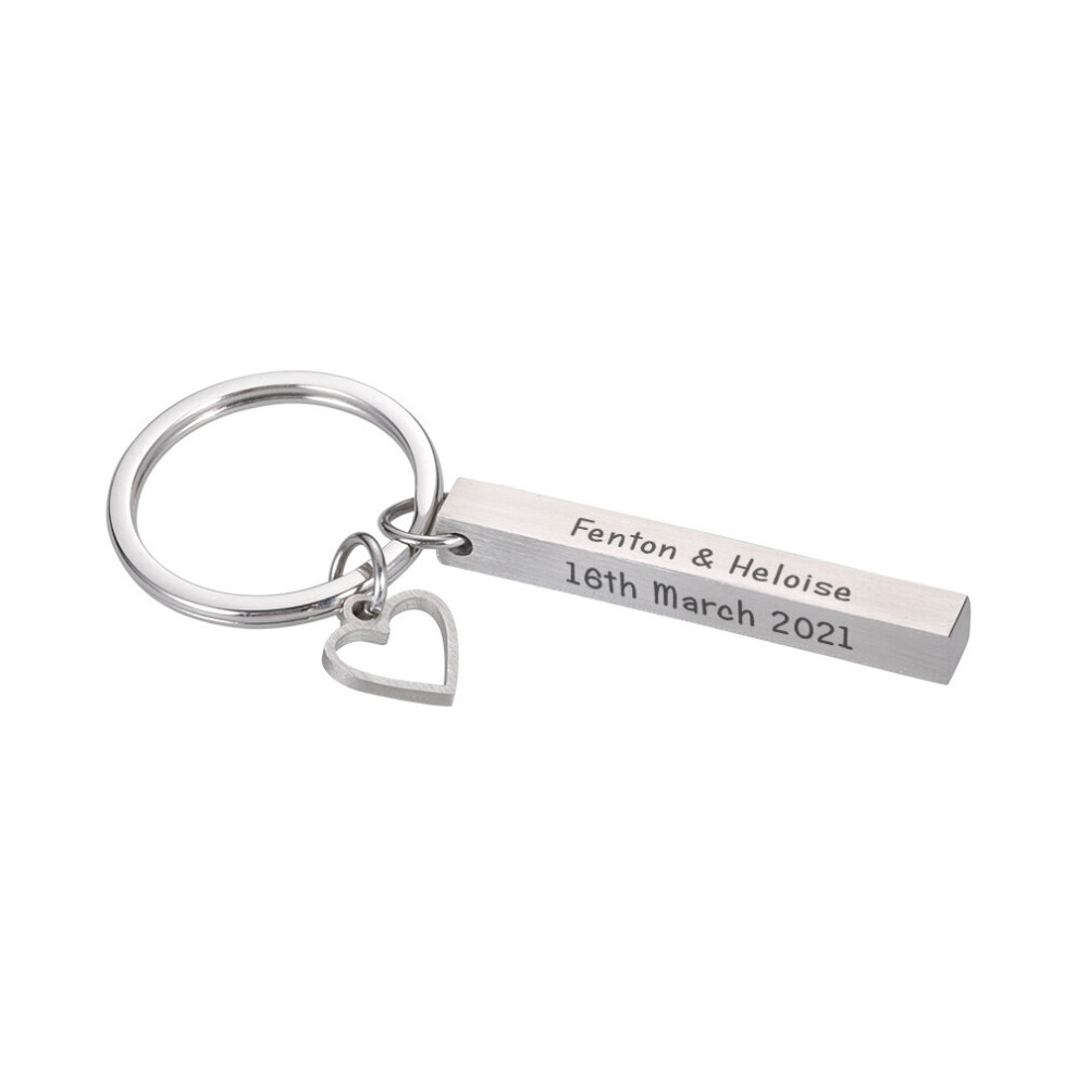 (White, 10 Cm) Engraving Name Keychain Long Distance Relationship Present For Boyfriend Personalized Special Date Anniversary 885485305259