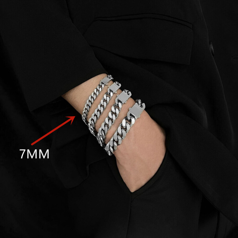 (Light Yellow Gold Color, Gray) Hip Hop Cuban Chain Men Bracelet Classic Stainless Steel 9/11/13mm Width Chain Bracelet For Men Women Jewelry-image-OPC-PBRKRQT-NEW