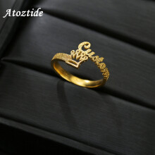 Atoztide Stainless Steel Forsted Baby Name Ring Personalized Letter Ring Pendant Nameplate Jewelry Gift For