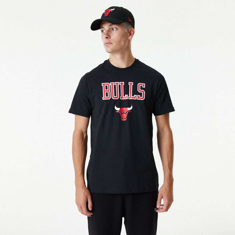 (XL) New Era Mens NBA Team Logo T-Shirt ~ Chicago Bulls Black