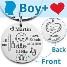 Baby's Personalized Keychain Boys Girls Name Birthdate For Newborn Commemorate Mom Dad Gift Keyring P026_VIP