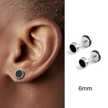Men's Titanium Steel Round Oil-Drip Stud Earrings for Men | Stainless Steel Punk Jewelry