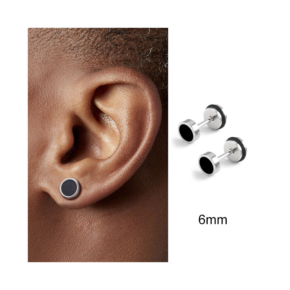Men's Earings Titanium Steel Round Oil Drip Stud Earrings For Men Stainless Steel Punk Jewelry Accessories