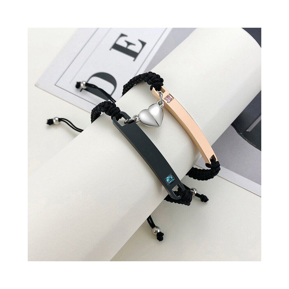 Couples Magnet Bracelets Braided Heart Shape Magnetic Bracelets, 2pieces Set Rope Wristbands Anniversary Gift-image-OPC-PBRKYWG-NEW