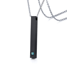 Long Vertical Bar Necklace for Women Men Engrave Persoanlized Name Initial Pendant Stainless Steel Inspiration