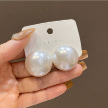 25MM Big Simulated Pearl Stud Earrings For Women Half Round Pearl Earrings For Women Gift