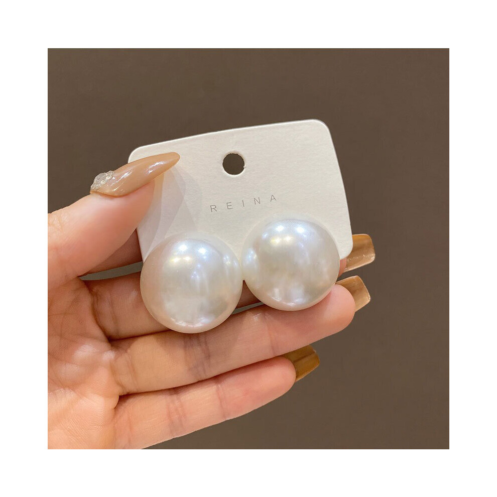 25Mm Big Simulated Pearl Stud Earrings For Women Half Round Pearl Earrings For Women Gift Multicoloured